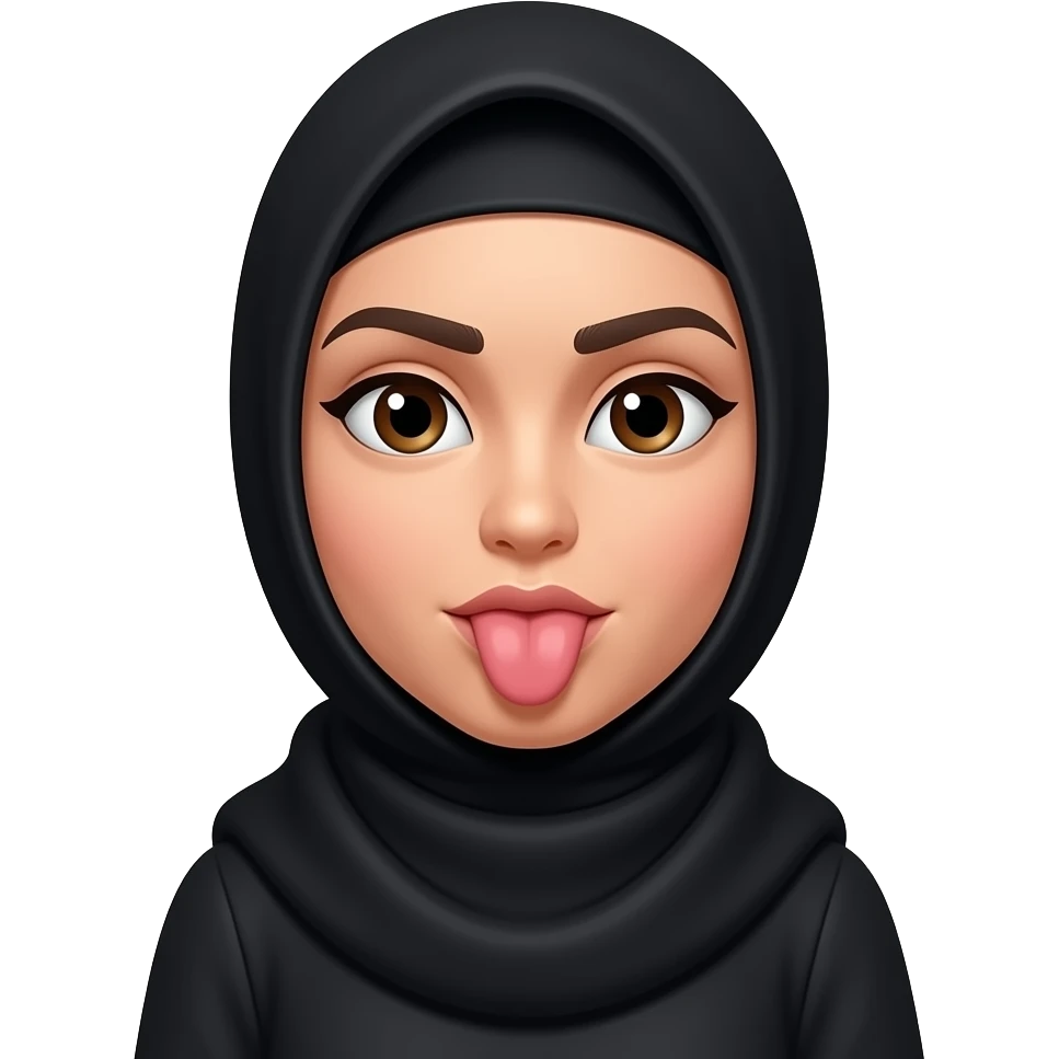 Hijabi woman tongue out in in a sarcastic manner emoji