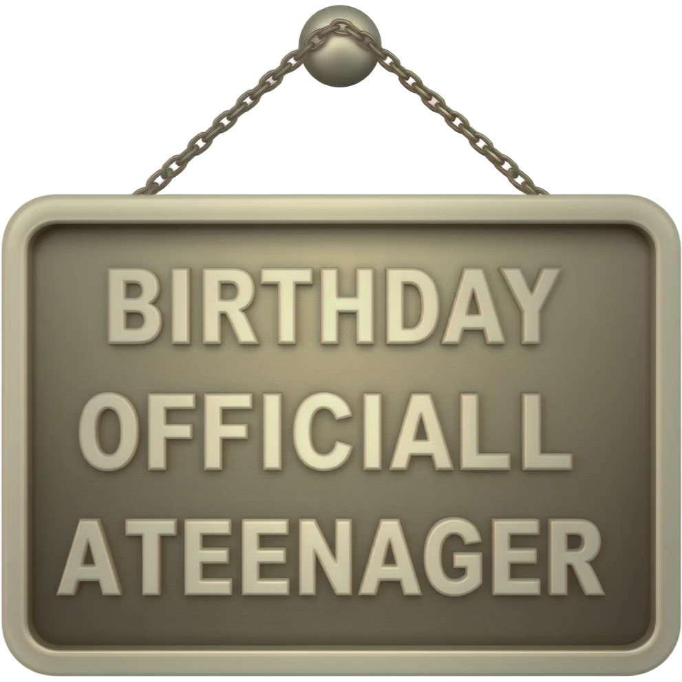 13TH BIRTHDAY  OFFICALLY A TEENAGER SIGN emoji