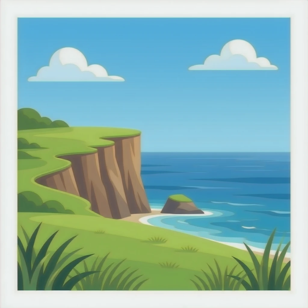 grassy cliff looking out onto the sea emoji
