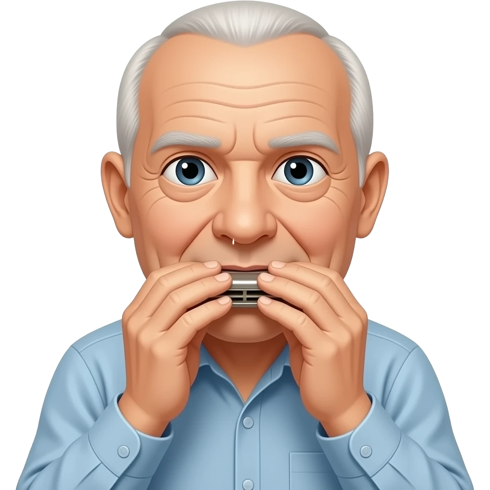 harmonica old man few hair emoji