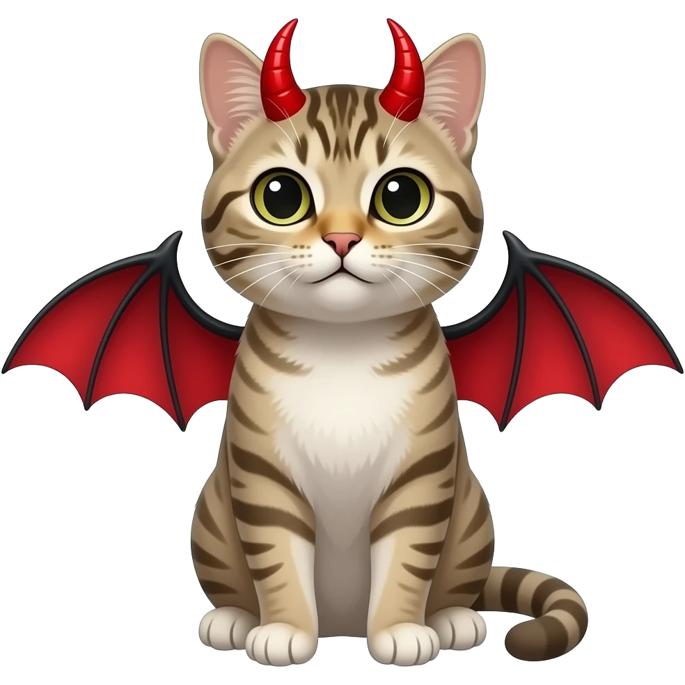 cat with red horns and red bat wings emoji
