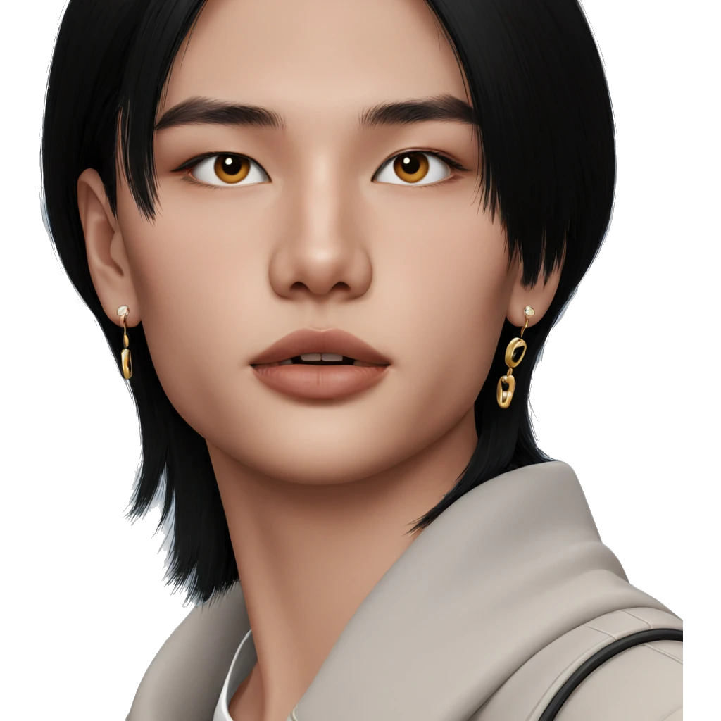 portrait of a girl with earrings emoji