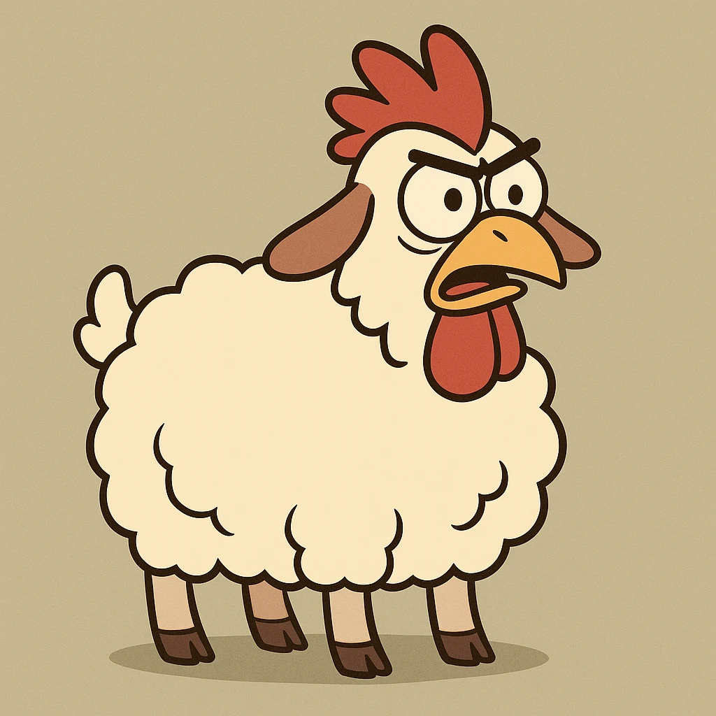 sheep with chicken head, cartoon style emoji