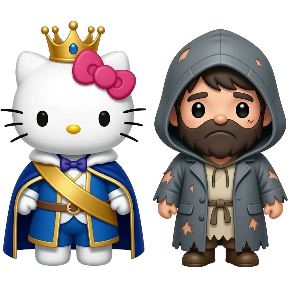 hello kitty disfrazado del principe y el mendigo emoji