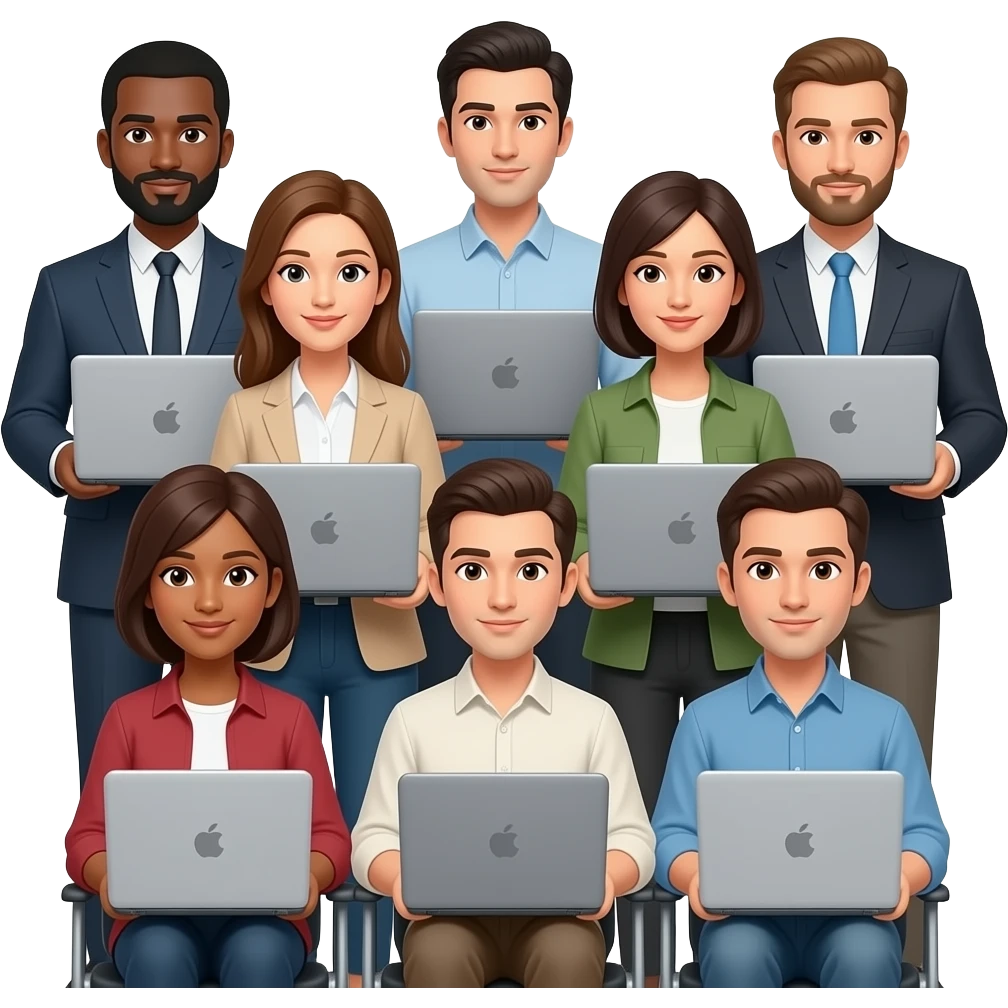 equipo de personas con  su laptop emoji