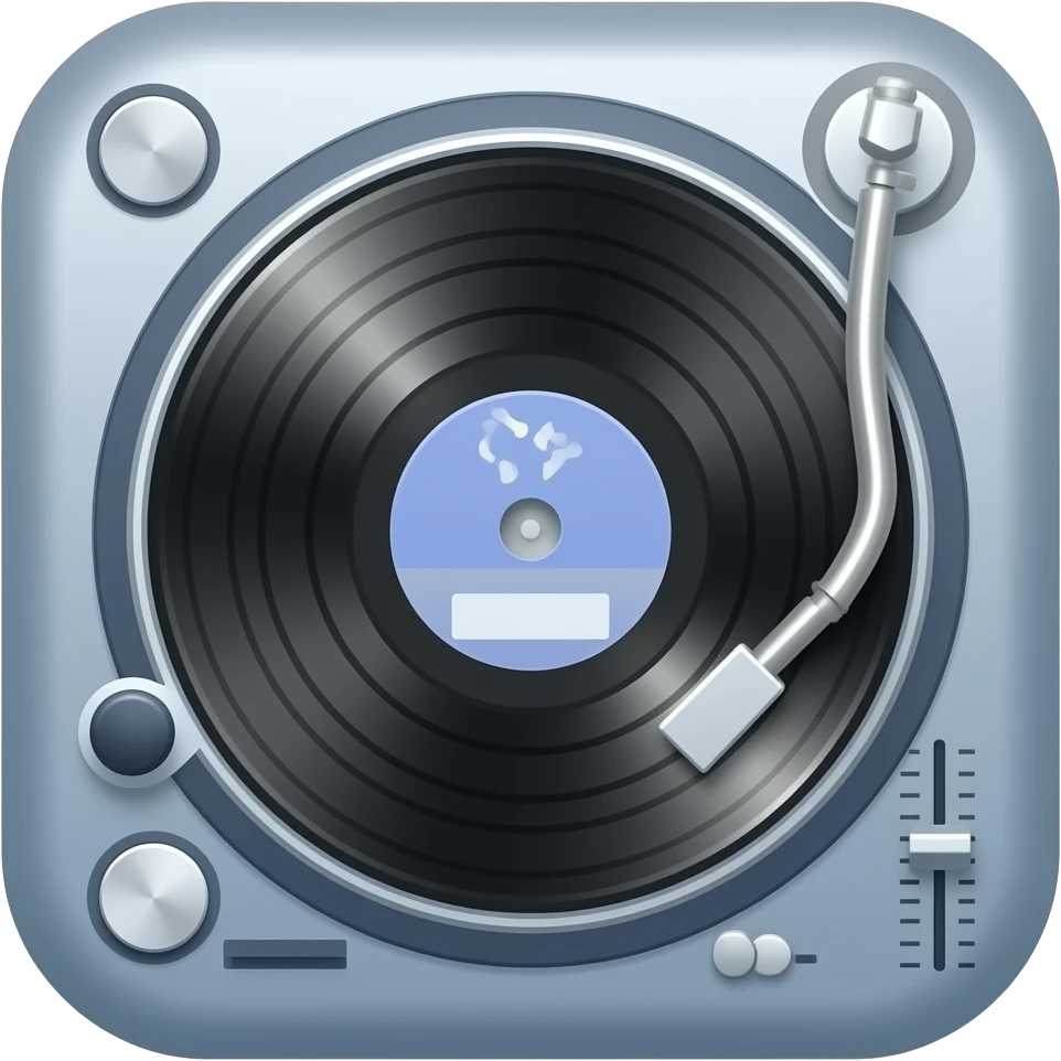 Vinyl and a dj mixer fusioned all rounded emoji