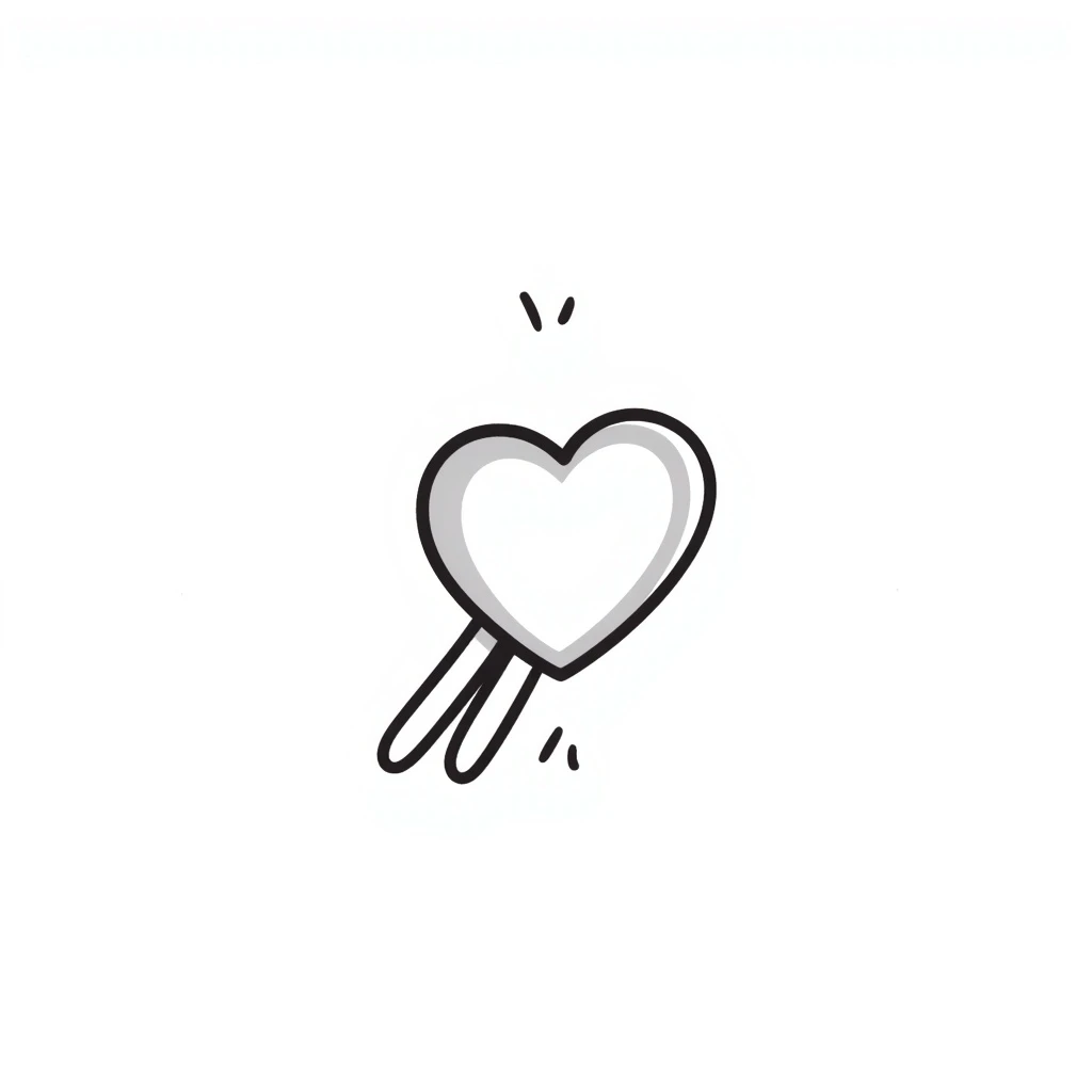 heart-shaped paper clip, hand-drawn doodle style emoji