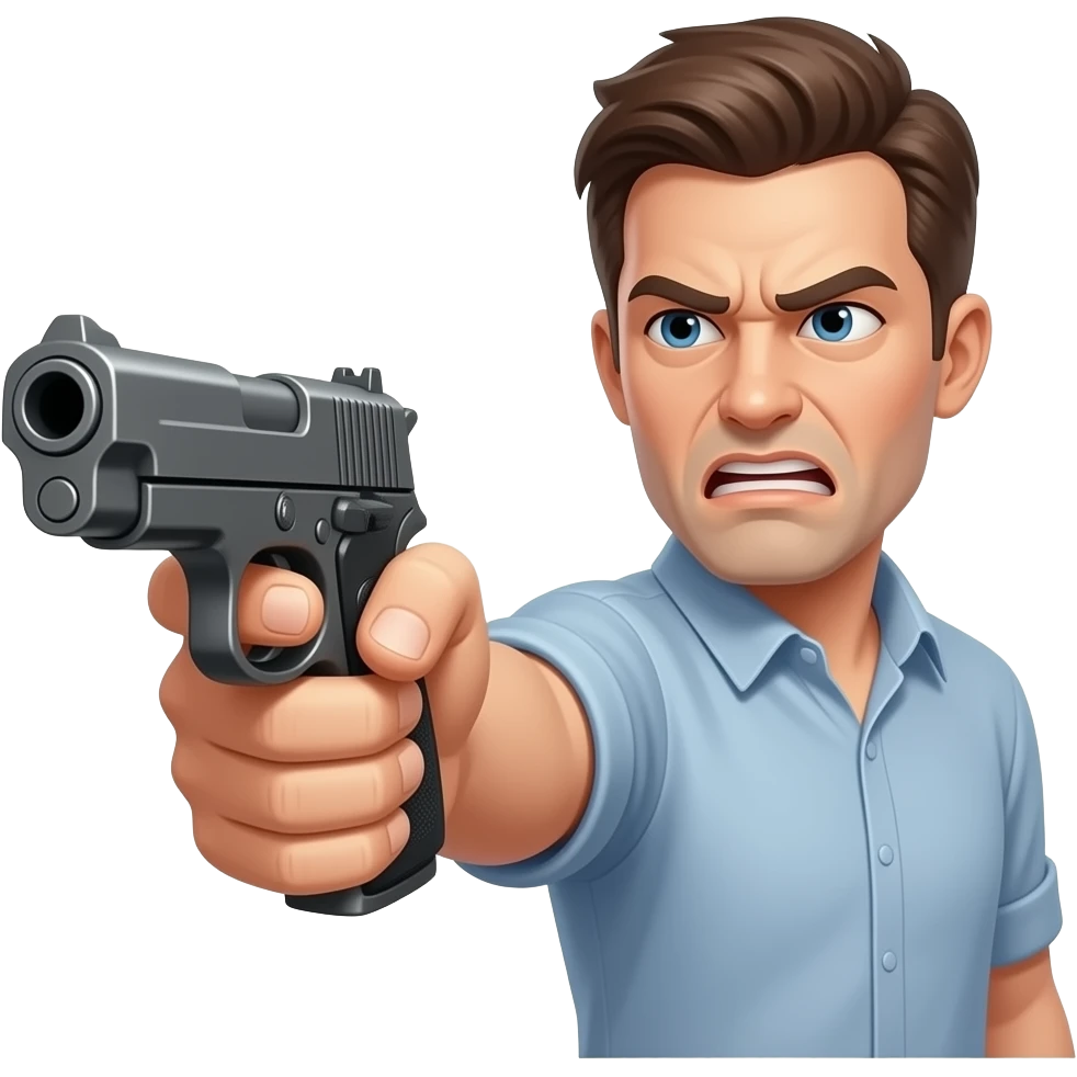 Un emoji qui fait la grimace du mort qui se tire une balle dans la tête Avec un pistolet emoji