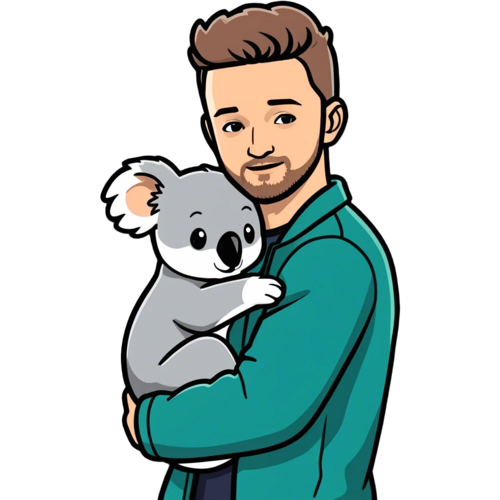 Justin Timberlake hugging koala emoji