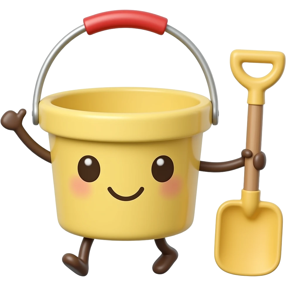kawaii bucket and spade happy dance cute smiley holiday emoji