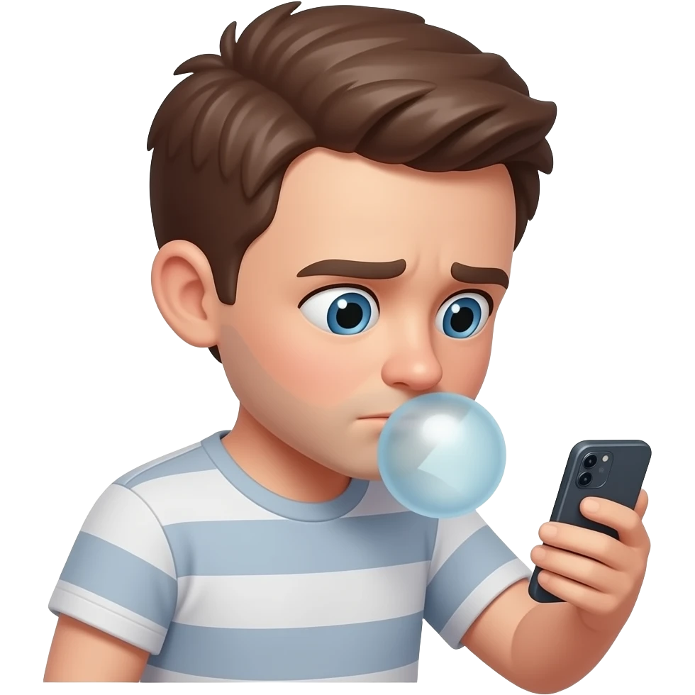 Un emoji qui s’ennuie en soufflant et qui regardant son téléphone emoji