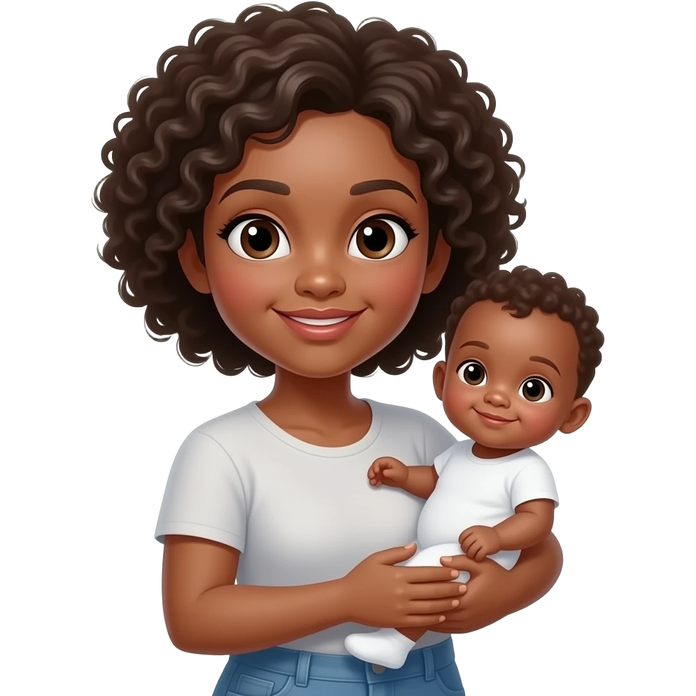 Pretty  black women holding a baby emoji