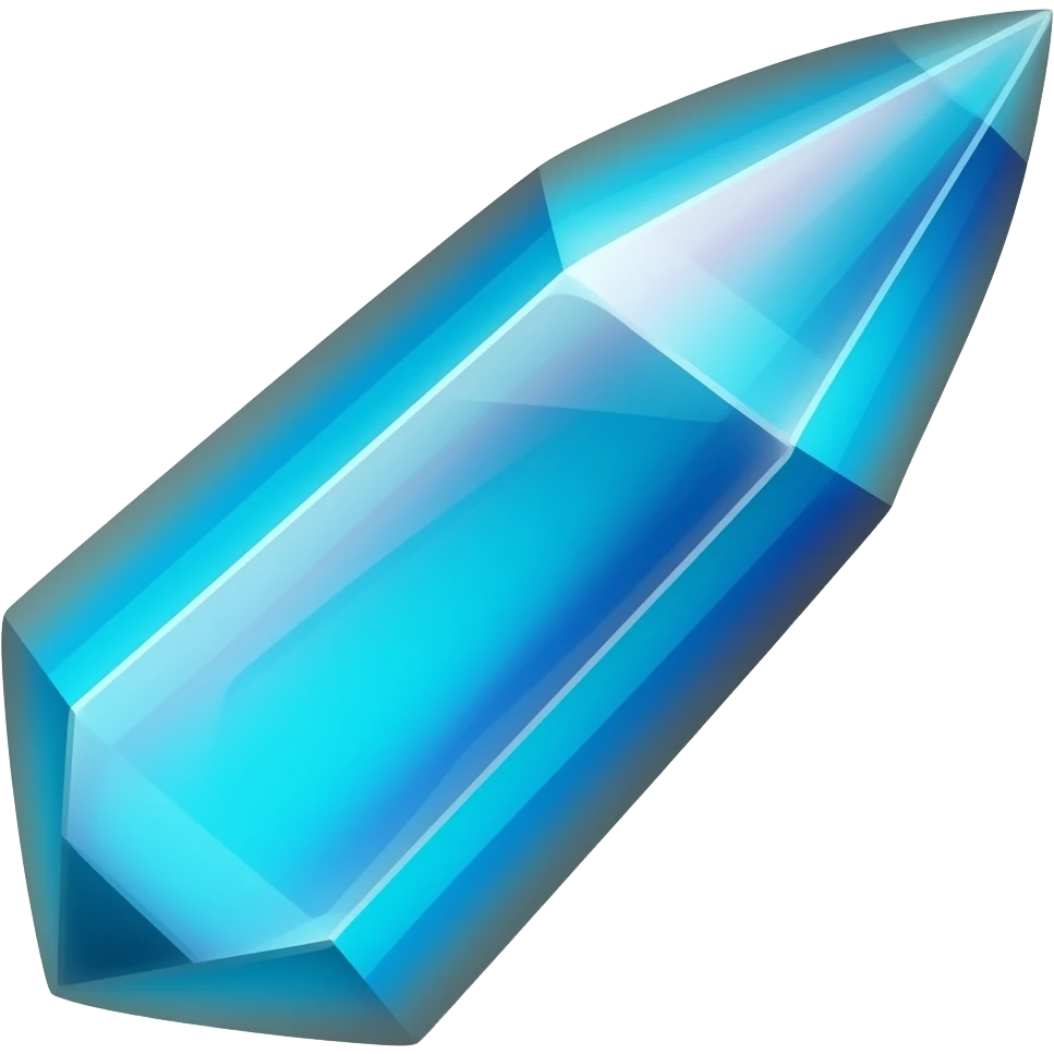 Glowing neon cyan blue Celestial crystal bullet shard emoji