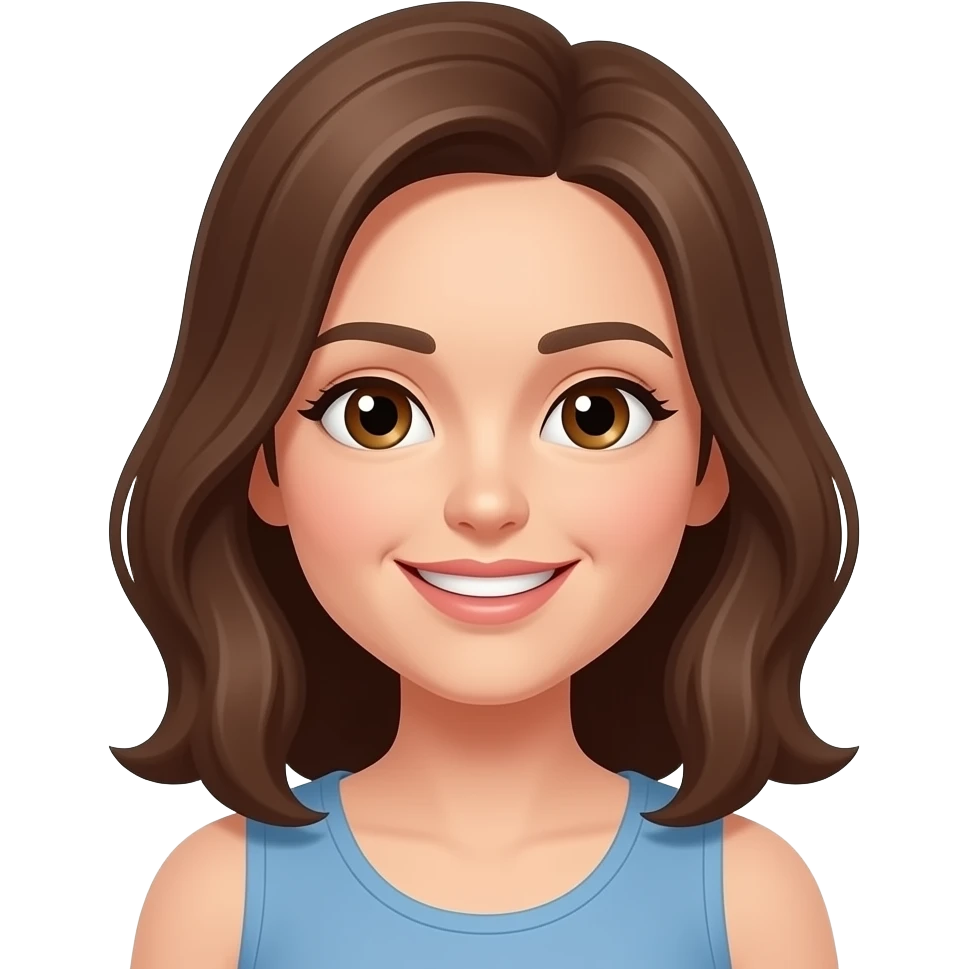 die frau mit den brauen haaren und brauen augen grinst emoji