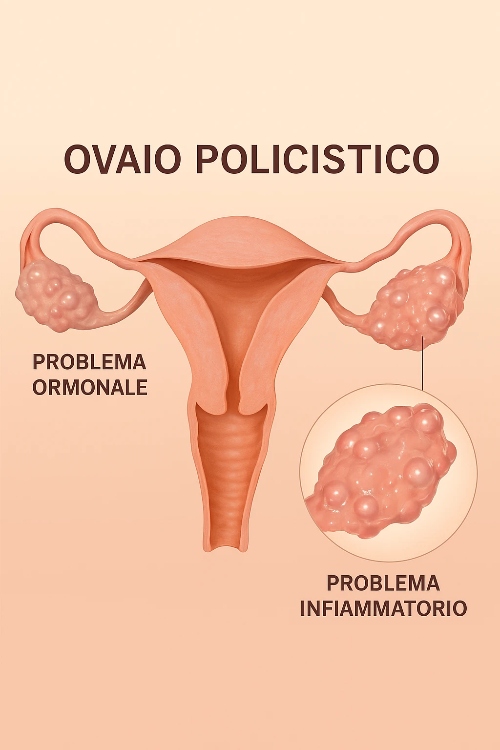 pcos con problema ormonale e infiammatorio SU DONNA in 3d in italiano emoji