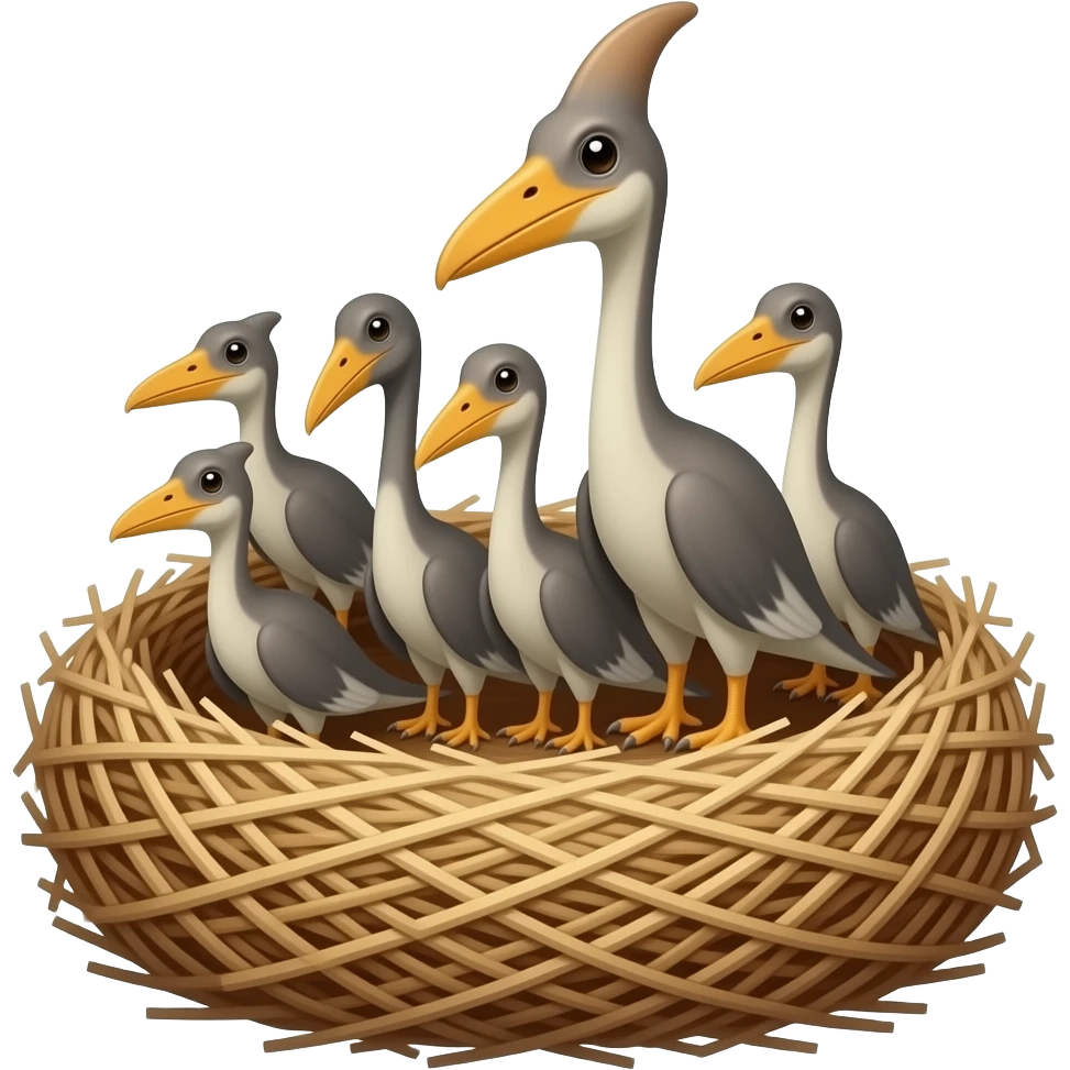 manada de terodactil en su nido emoji