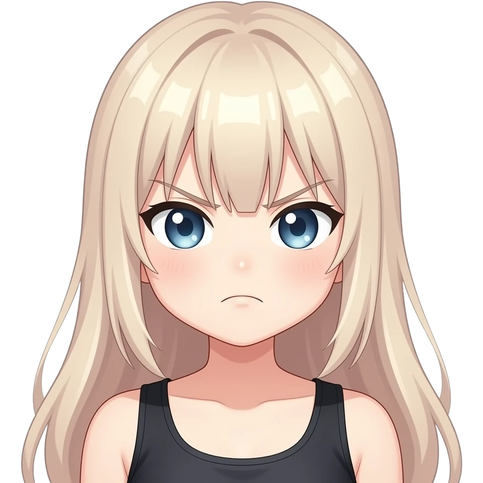 pouting amine girl angry light hair emoji