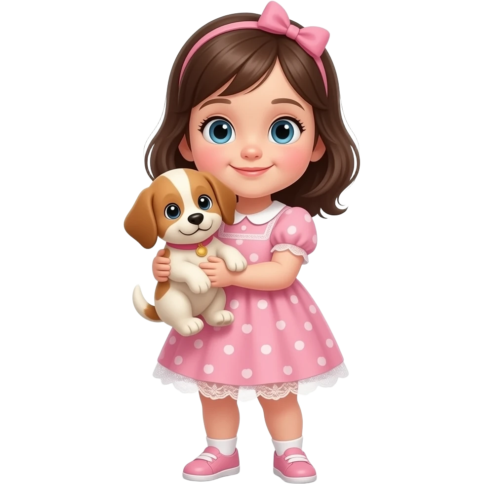 Quiero una niña bebe cogiendo a un perrito emoji