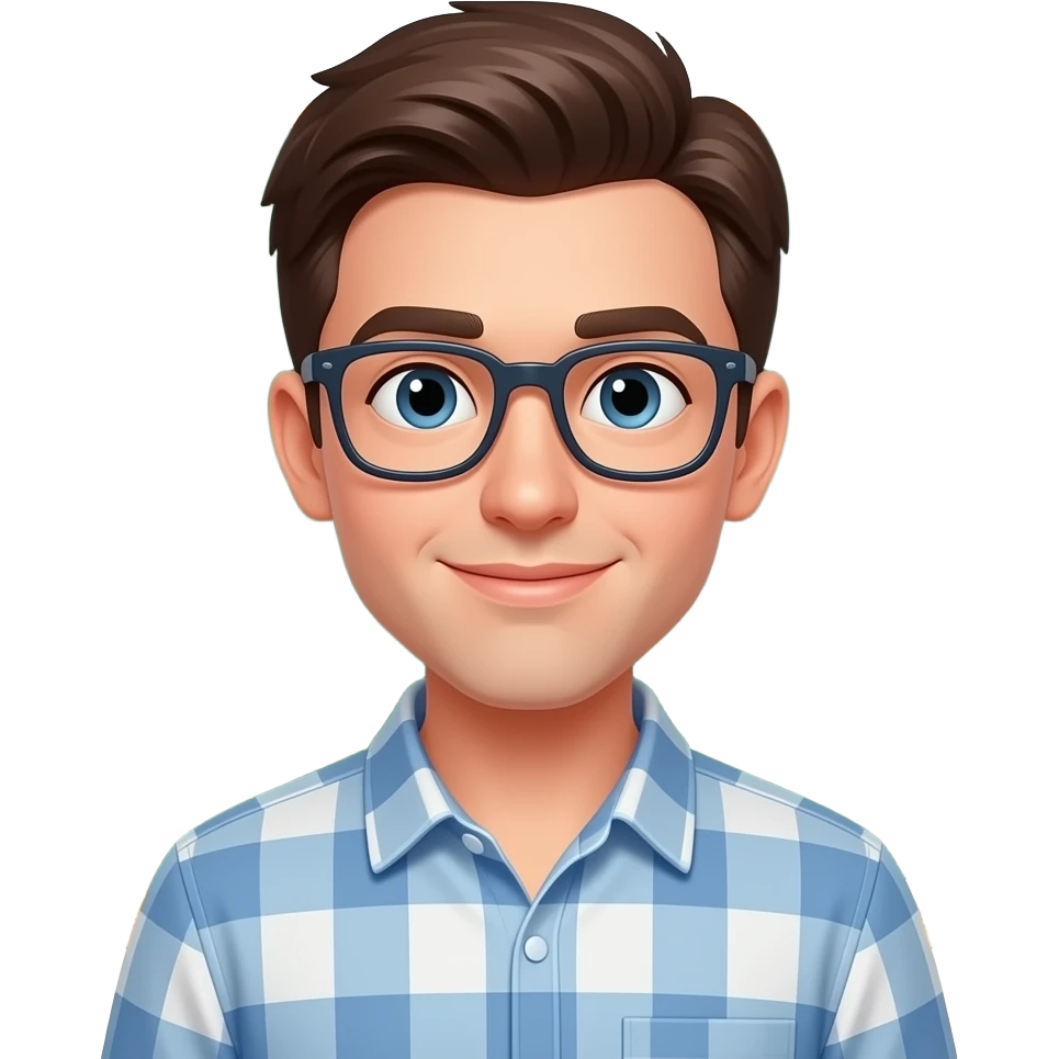 young man as a teacher casual-styled with the green board behind him close up emoji
