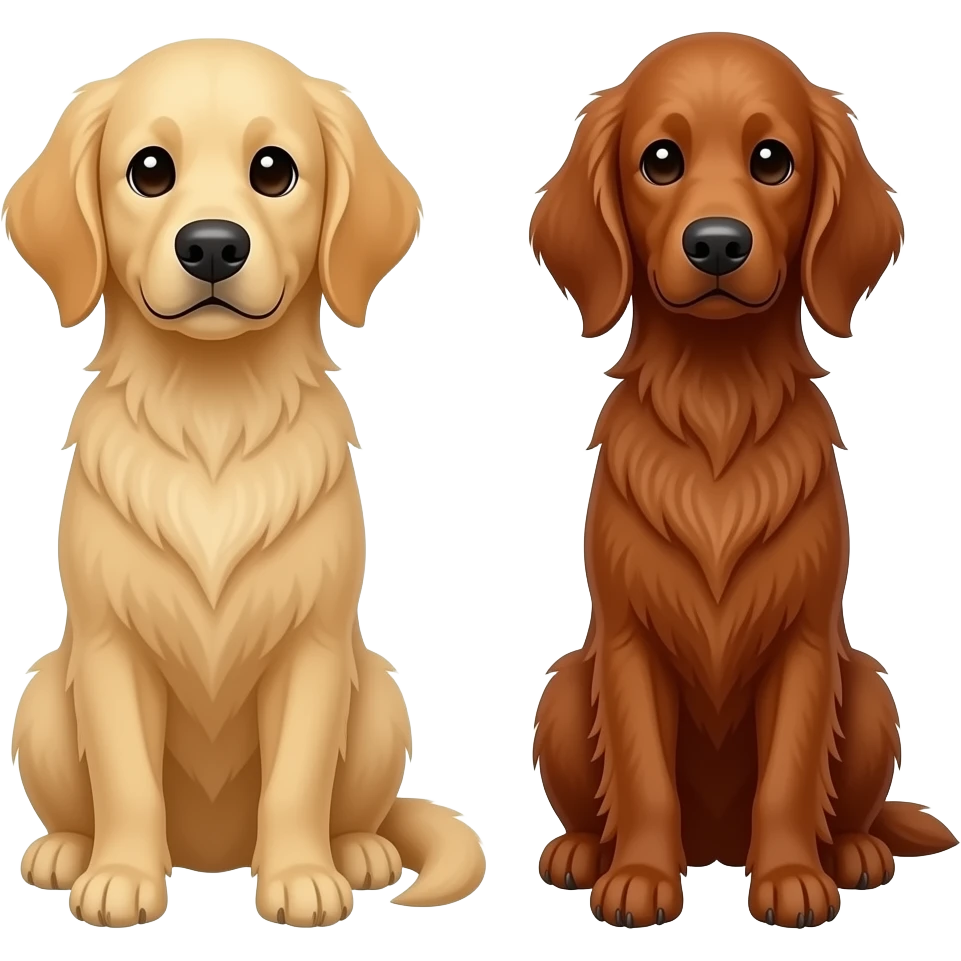 really cute golden retriver with a really cute Irish setter emoji