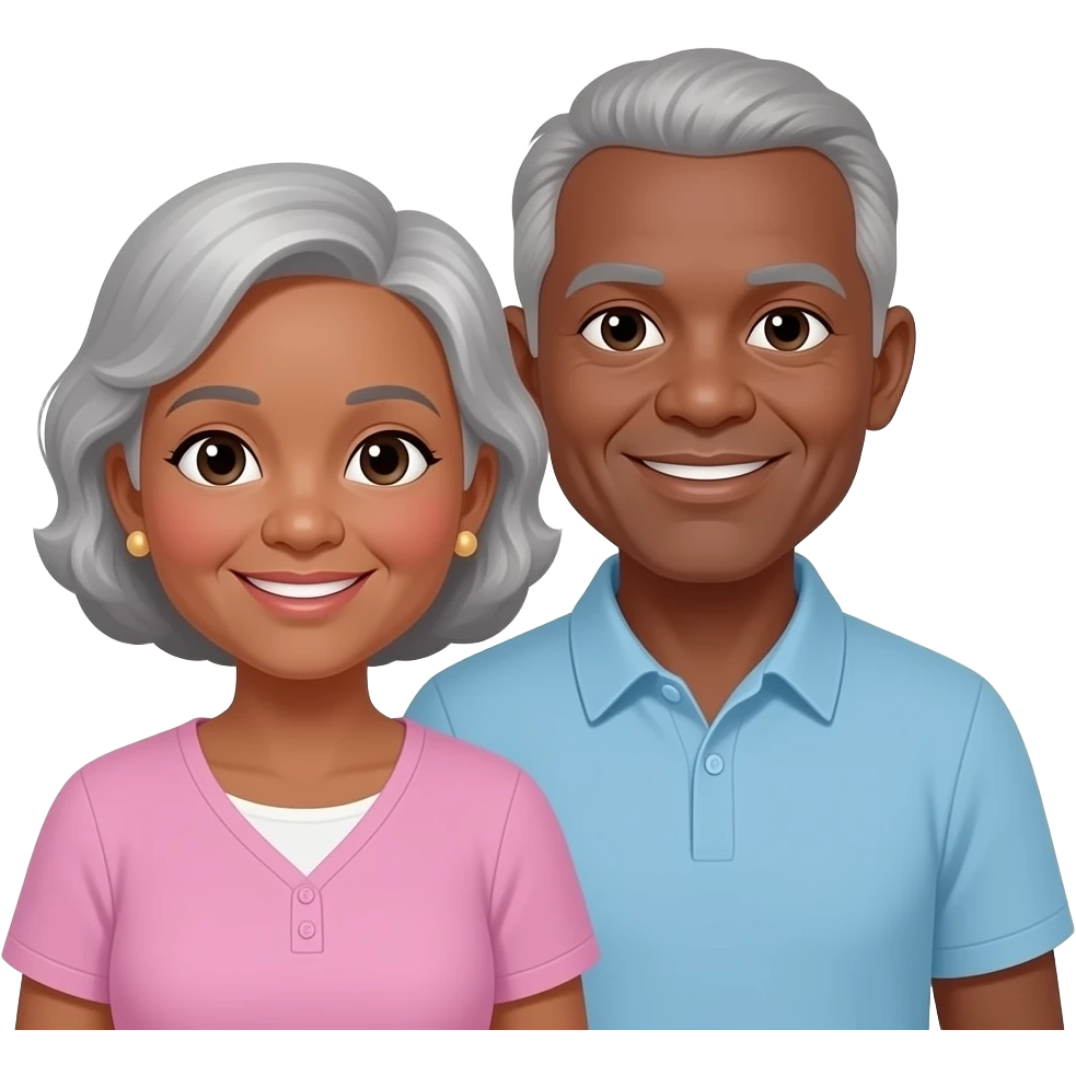 afro American elderly couple early 70 man has gray hair emoji