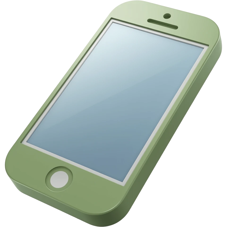 smartphone with a screen a The phone’s body) is olive-green color emoji