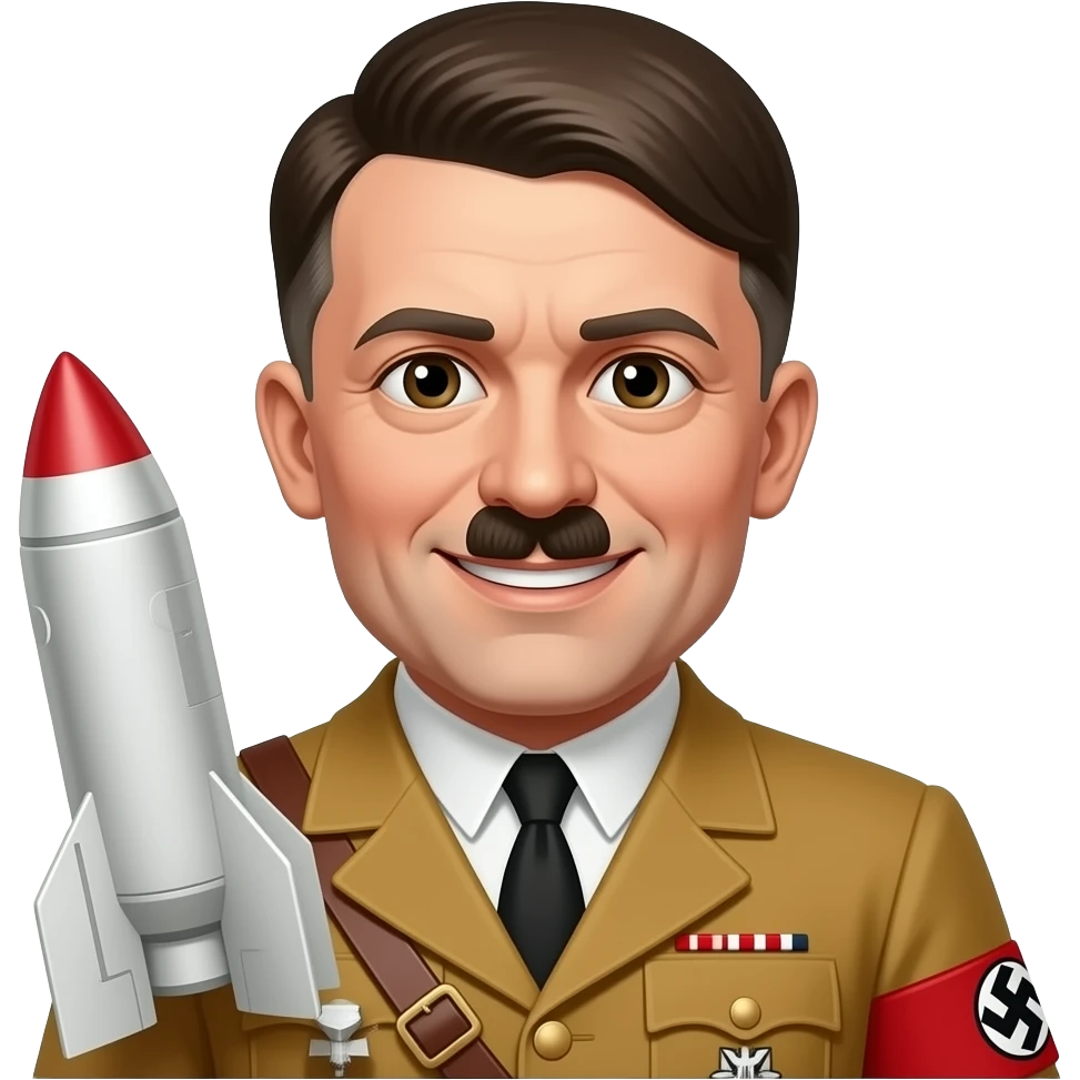 Adolf Hitler smiling with a nuke emoji