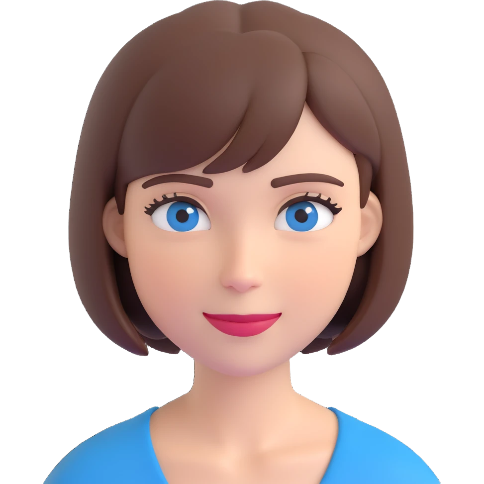 sailor woman, short brown hair in a bob, blue eyes, friendly expression, transparent background emoji