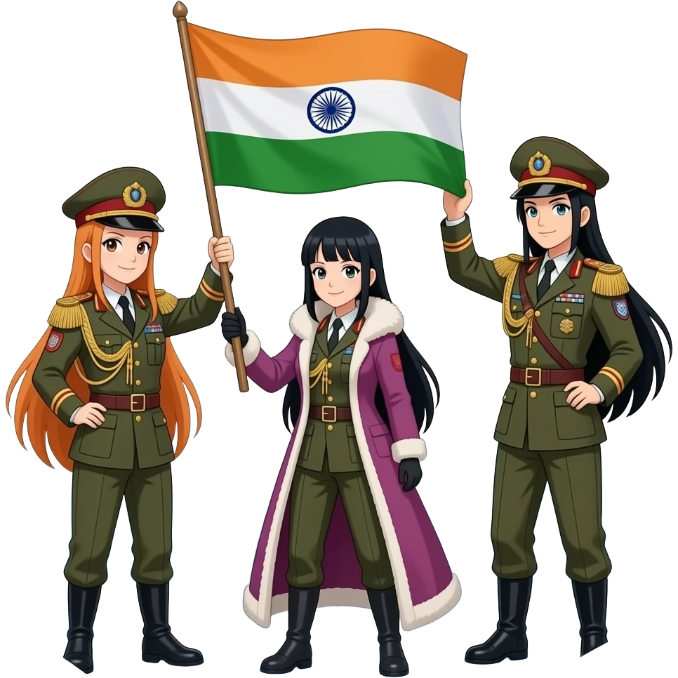 Nami Nico Robin boa Hancock from One piece all three female military general has hoisted the Indian flag in Siachen glacier emoji