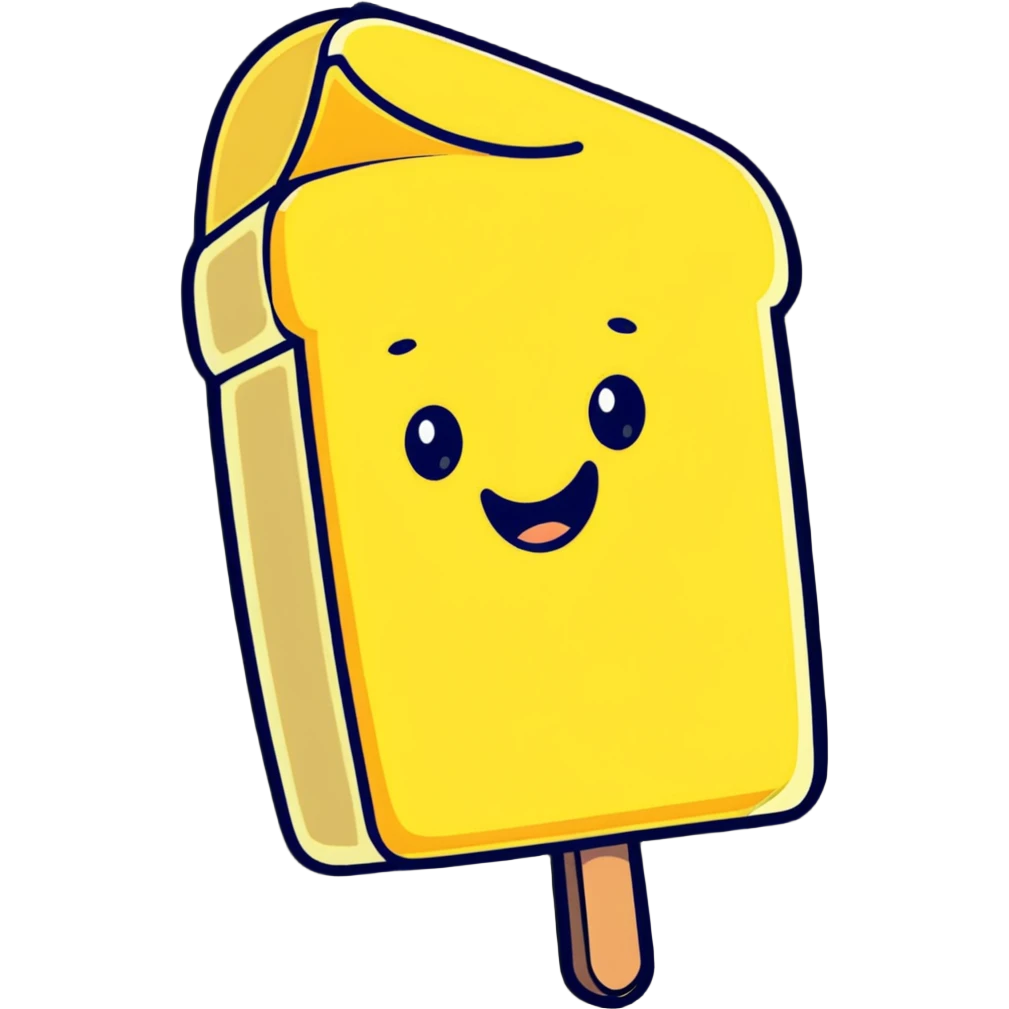 butter stick with bold outline and cute face emoji