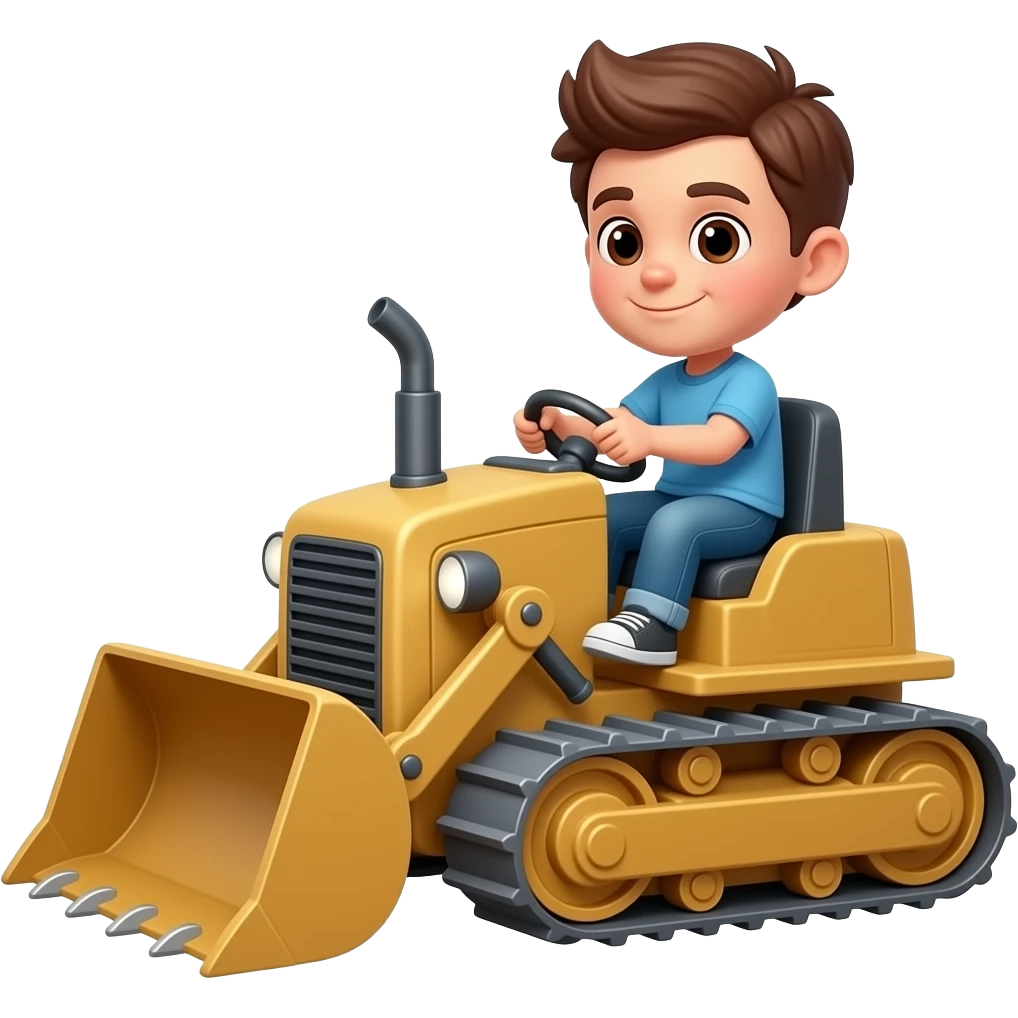 Garçon qui conduit une pelleteuse emoji