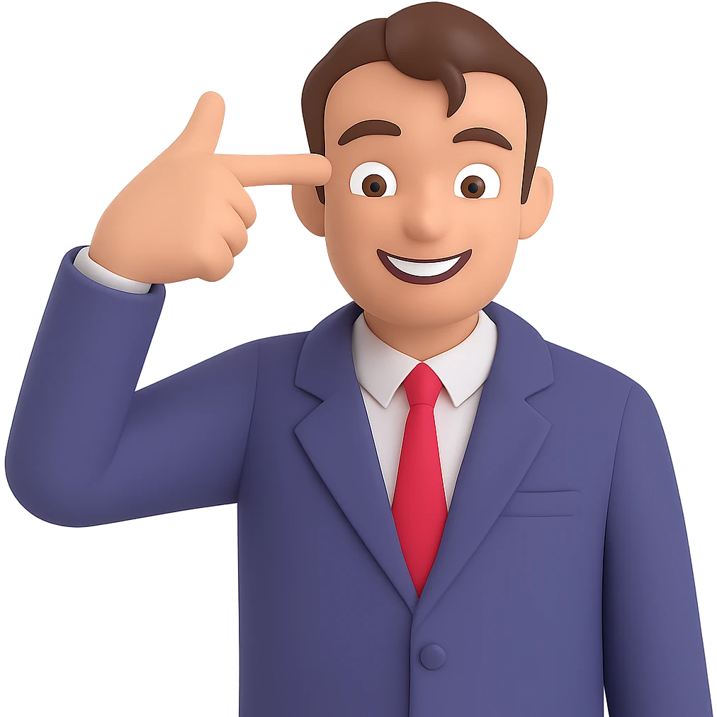Change the playful person so they point the finger gun at their temple, in the classic 'blowing brains out' pose (not graphic), with a big smile. Keep the background transparent. emoji