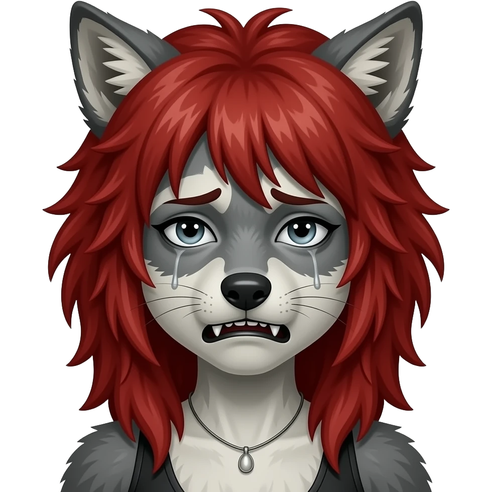 scruffy werewolf red hair female sad emoji