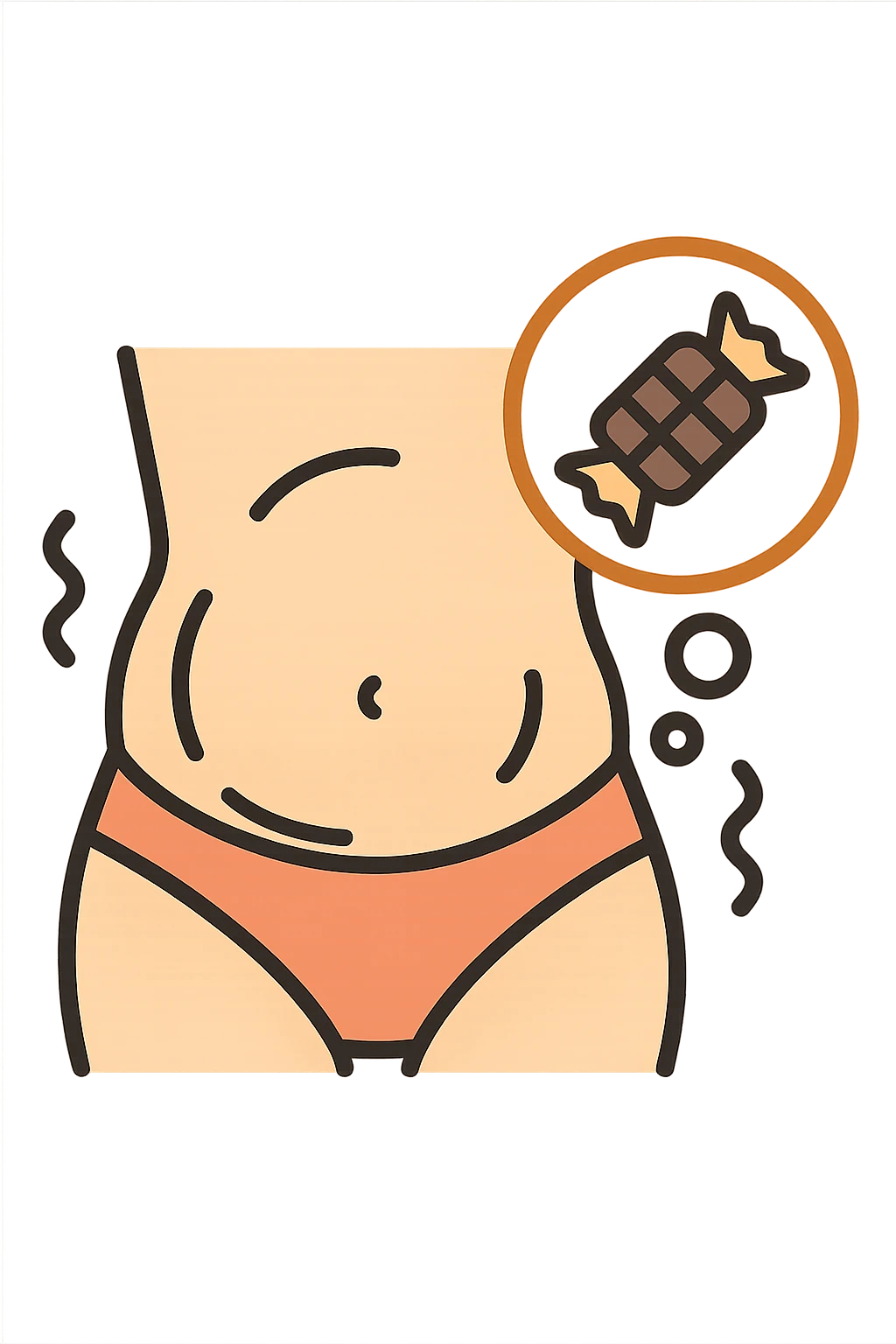 gonfiore addominale e voglia di dolci emoji