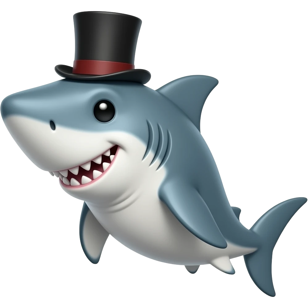 Shark with a top hat emoji