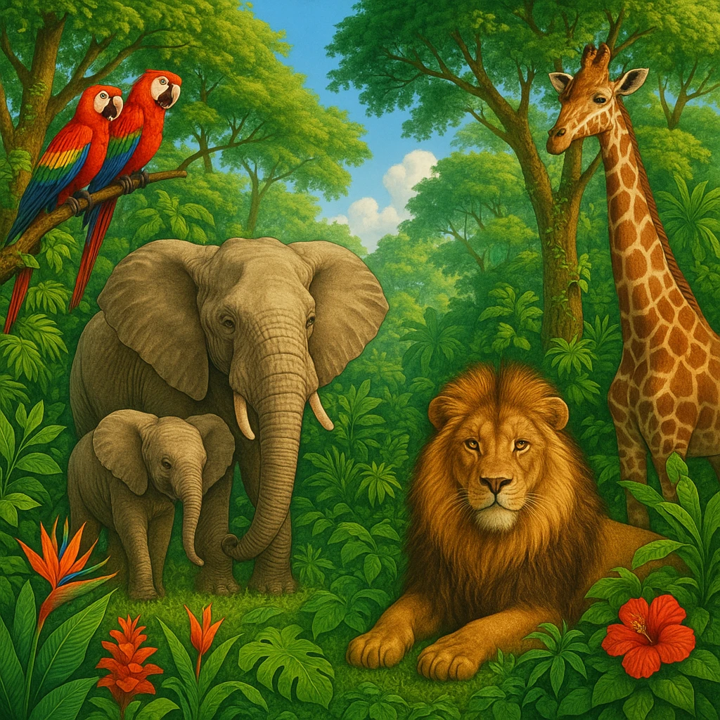 digital illustration of jungle safari emoji