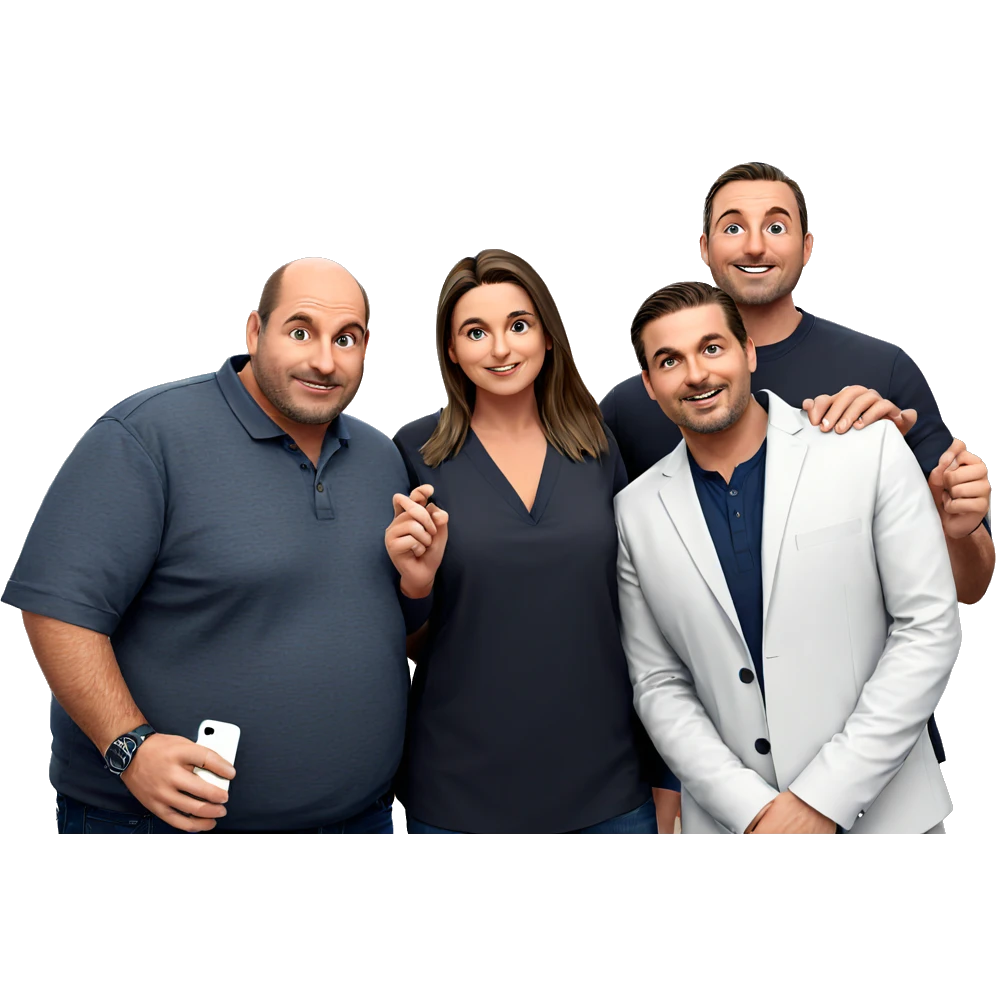 smiling girl with boys indoors emoji