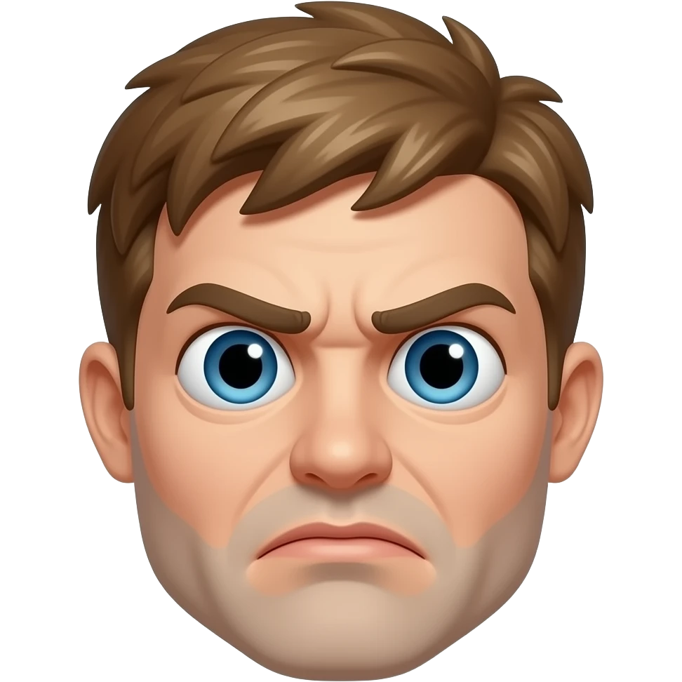 horribly disgusted typical emoji shape, inflated face and eyes, to the point his eyes are bulging out emoji