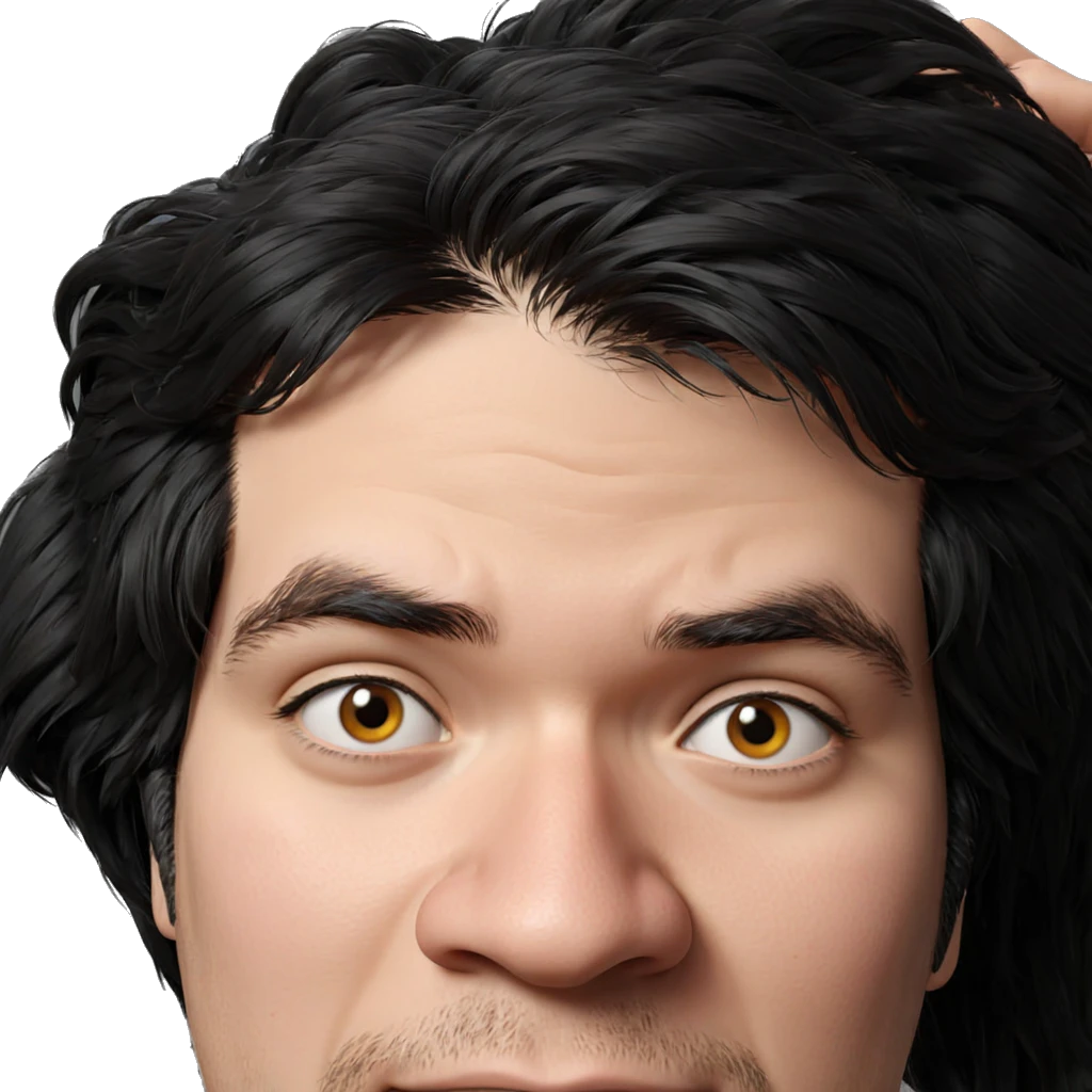 male portrait with black hair emoji
