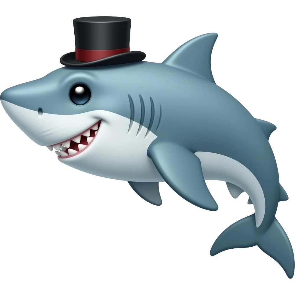 Shark with a top hat emoji
