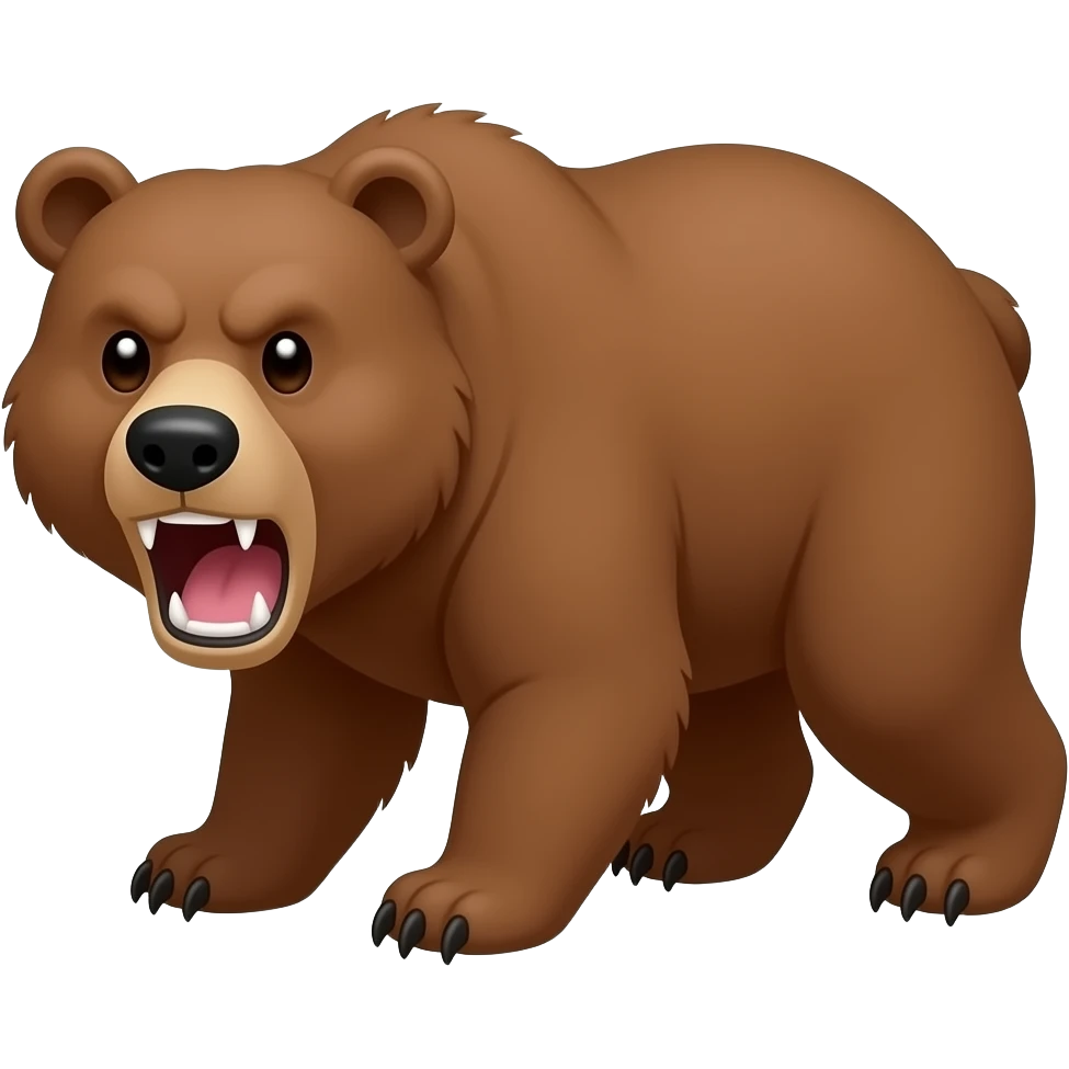 Cartoon brown bear on fours growling emoji
