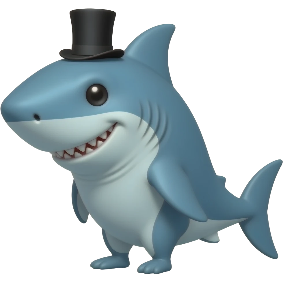 Shark with a top hat emoji