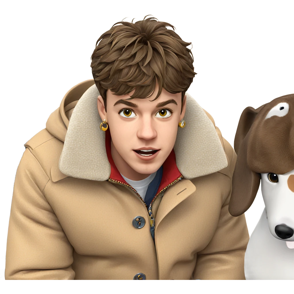 boy in coat with earrings emoji