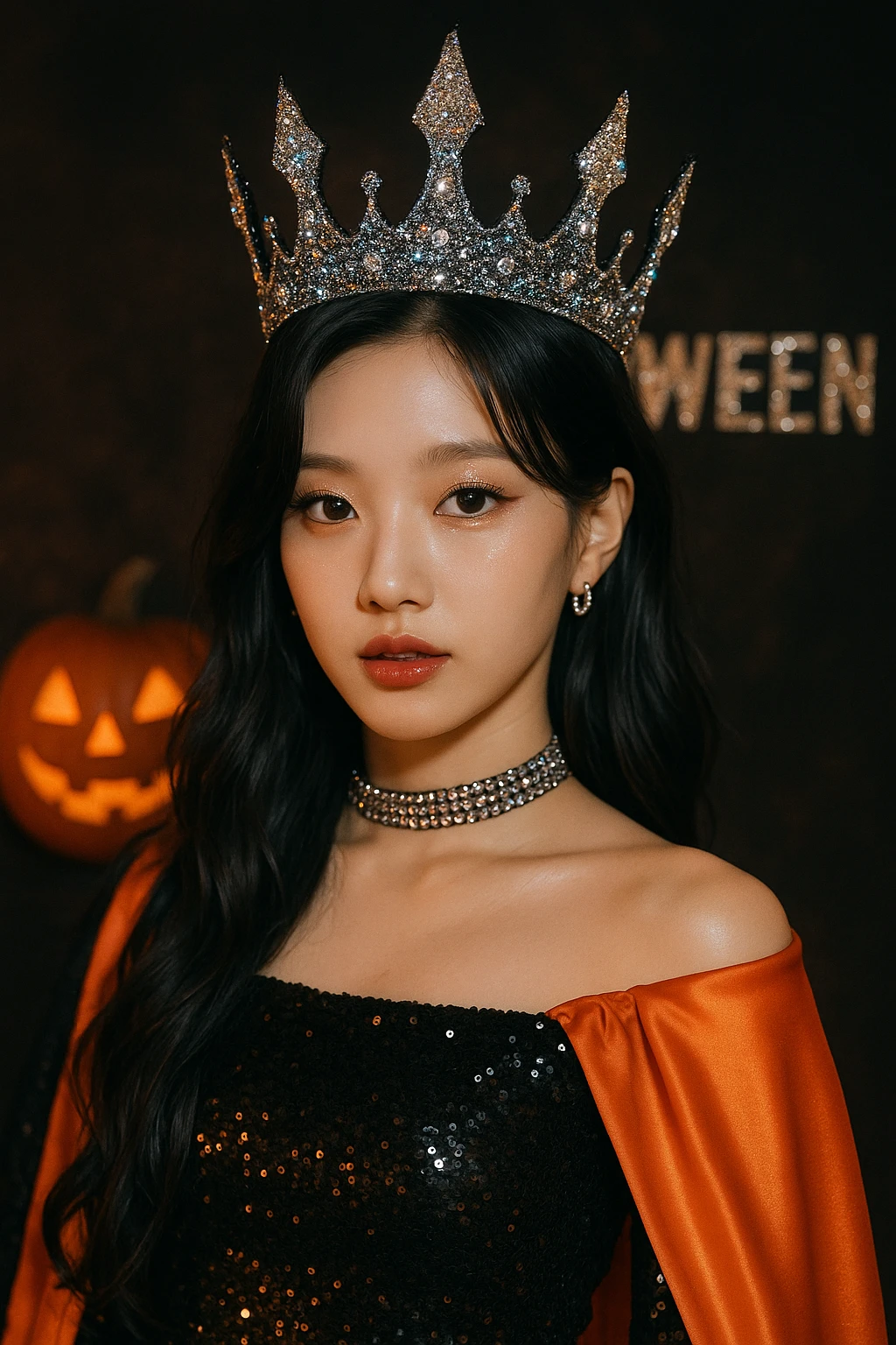 halloween kpop idol crown, sparkly and trendy emoji