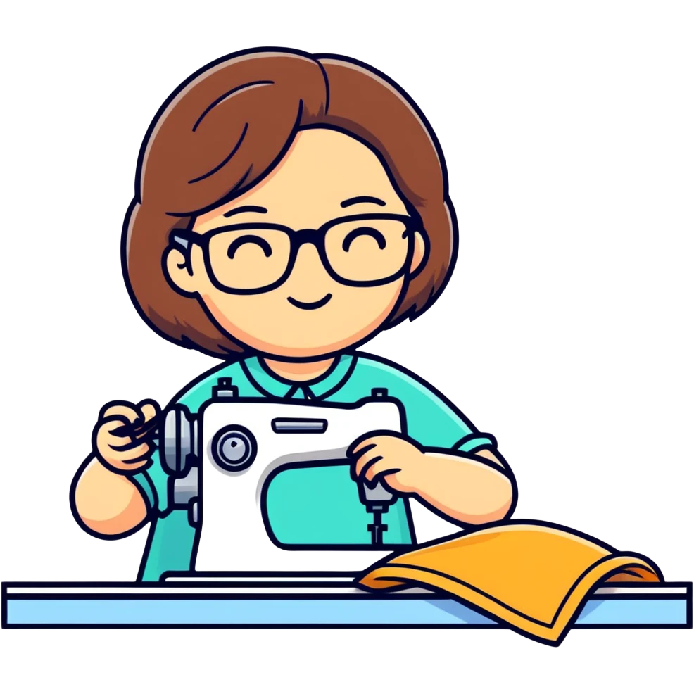 Woman sewing wearing glasses  emoji