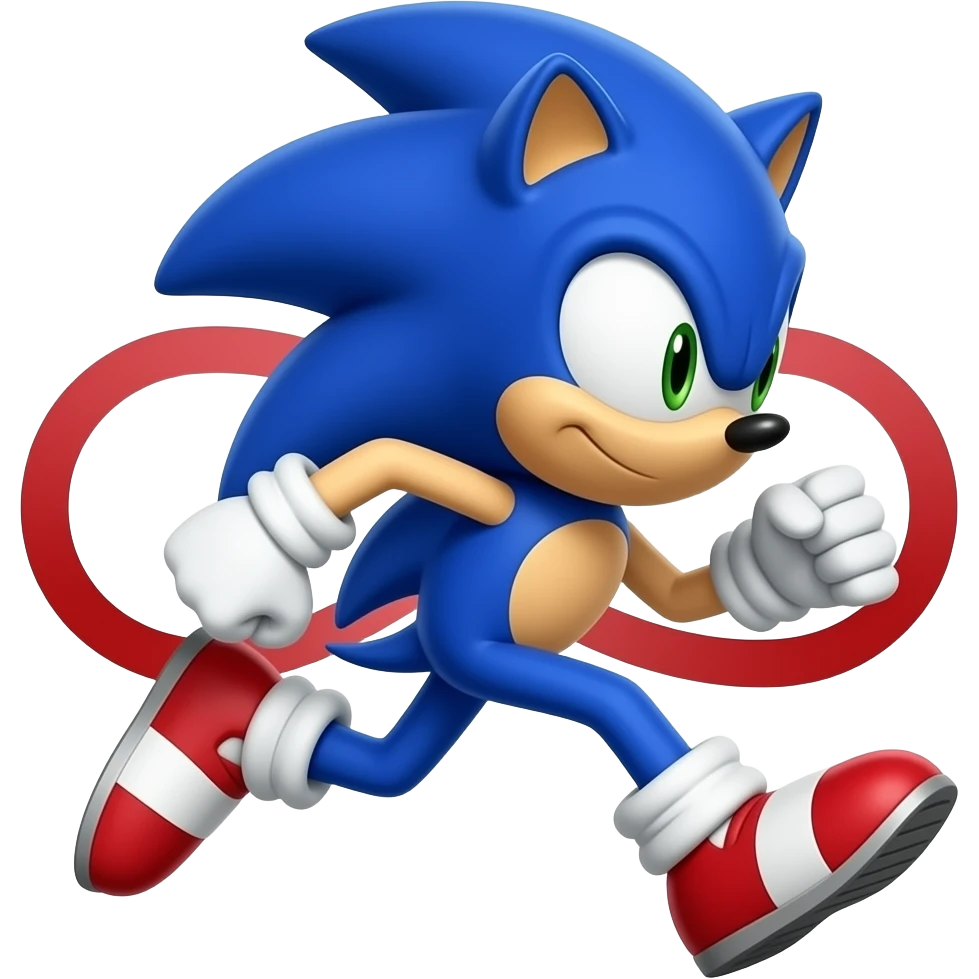 Sonic Running so fast his legs are replaced and gone and onlywith the red infinity sign emoji