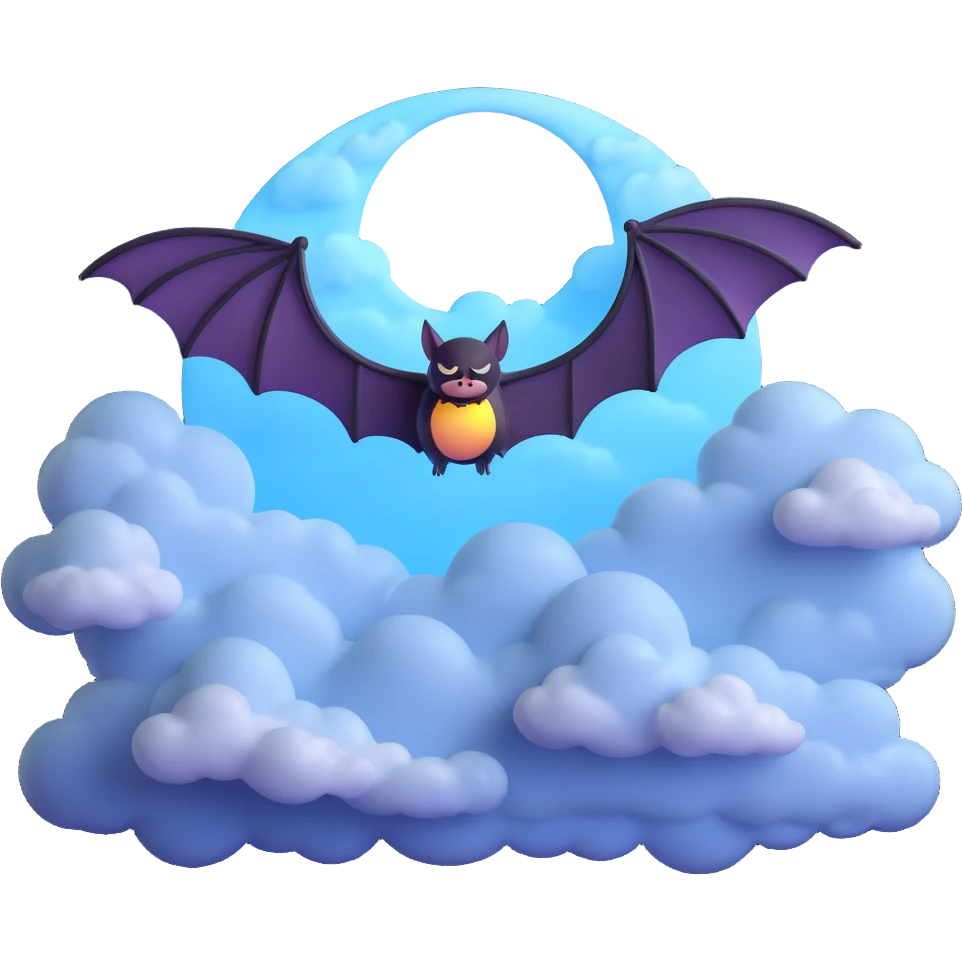 bat signal, 3D style, glowing effect, realistic clouds emoji