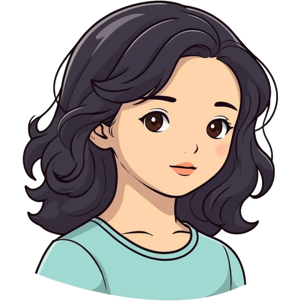 girl with brown eyes and loose waves in black hair emoji