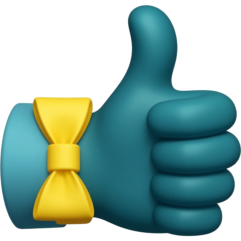 dark teal thumbs up with yellow bow on cuff emoji