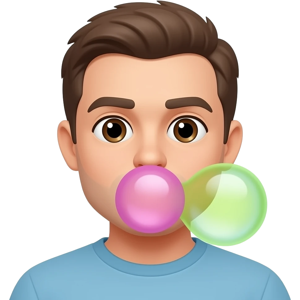 Create one scene pink and green blow pop emoji emoji
